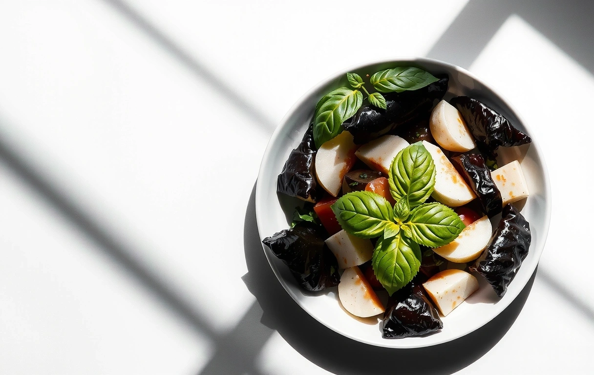 Artystyczna kompozycja sałatki w stylu haute couture